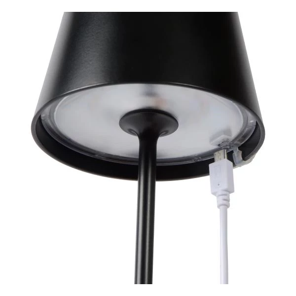 Lucide JUSTIN - Oplaadbare Tafellamp Buiten - Accu/Batterij - Ø 11 cm - LED Dimb. - 1x2,2W 2700K/3000K - IP54 - 3 StepDim - Zwart - detail 1